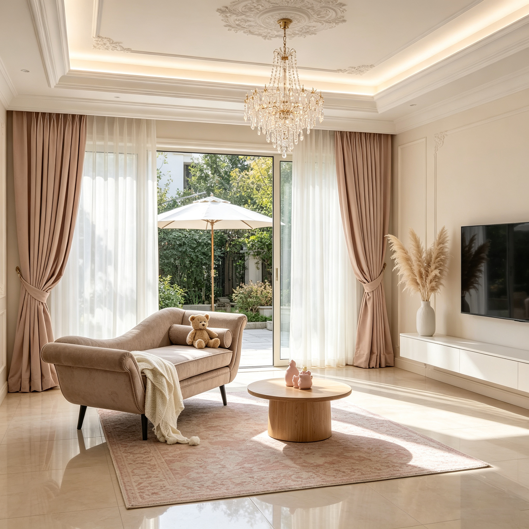 Chaise longue contemporaine avec accoudoirs volutes