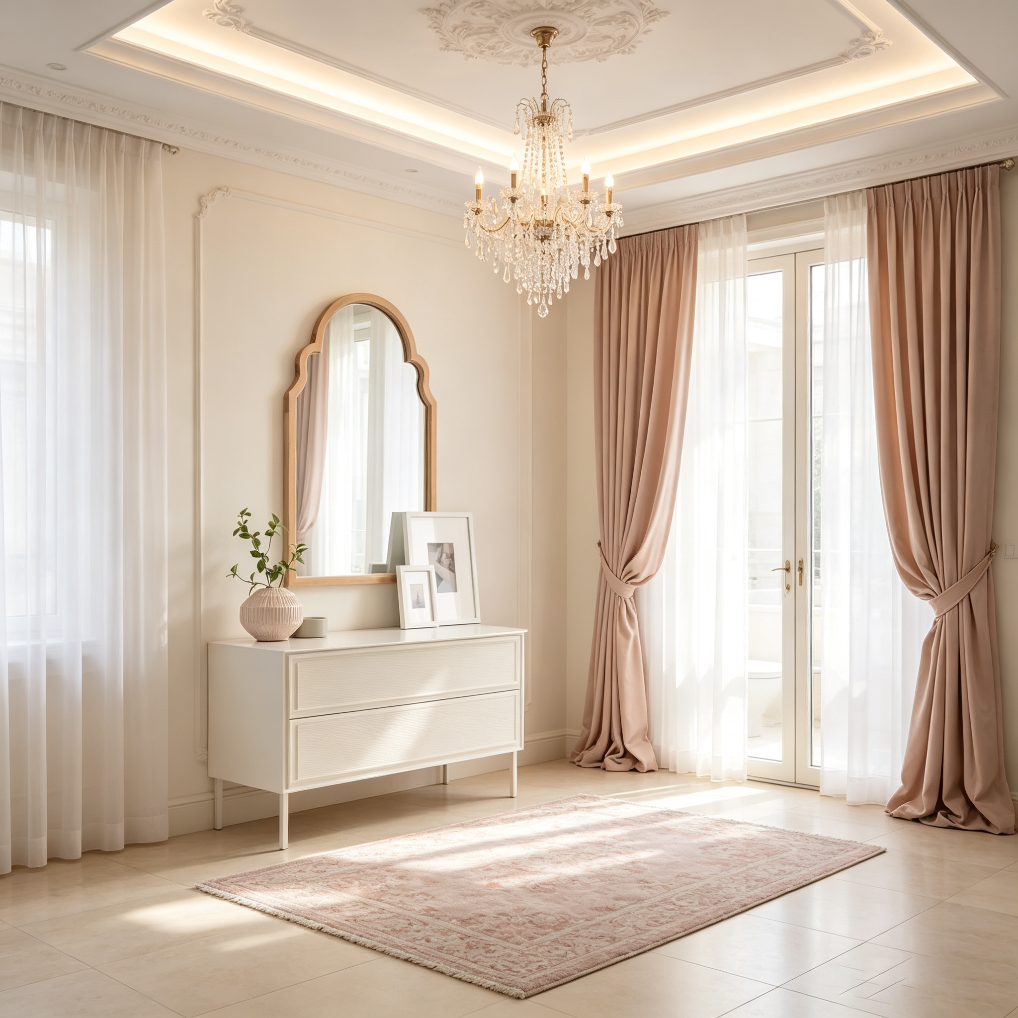 Miroir cintré à cadre naturel