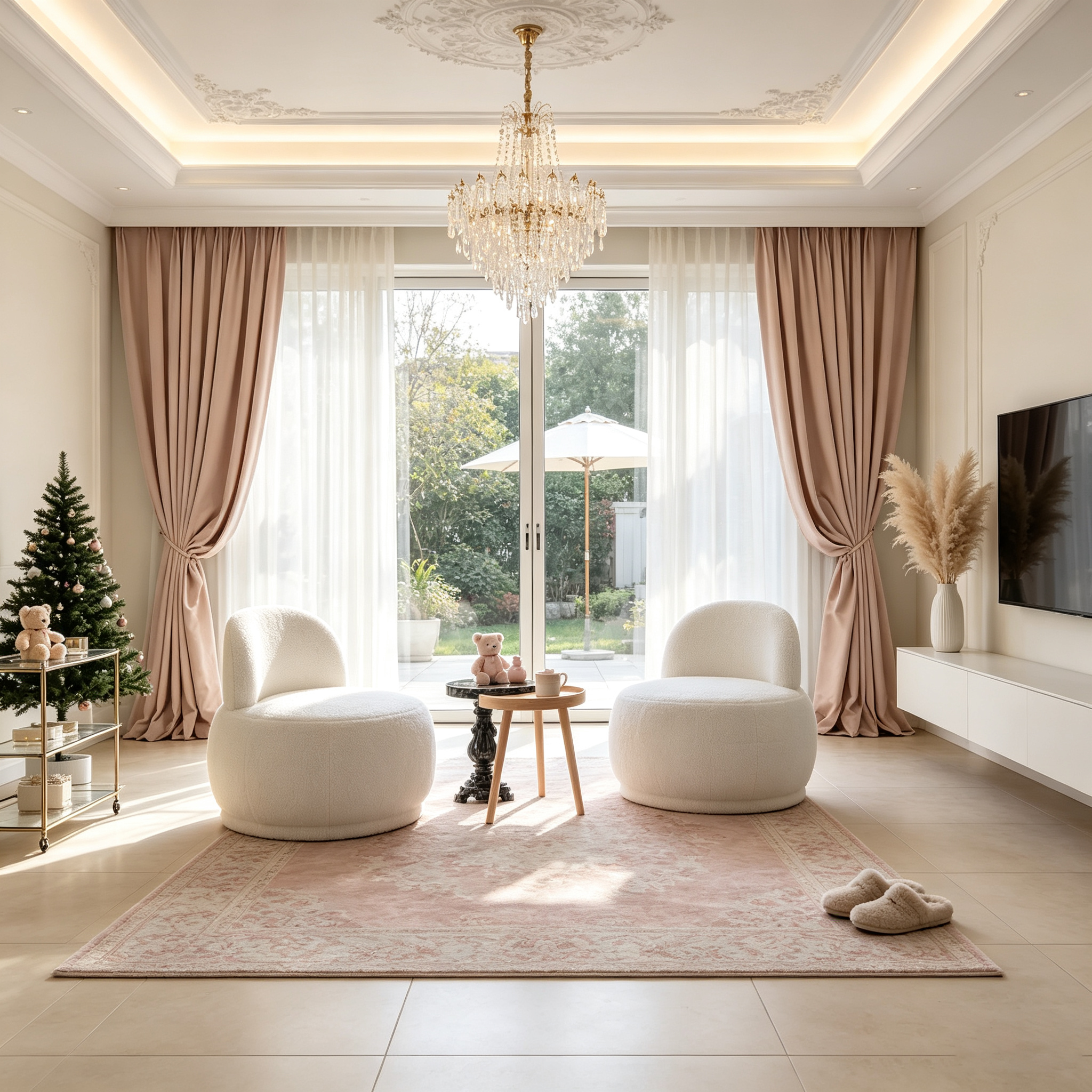 Fauteuil d'appoint en Fausse Peau de Mouton Blanc