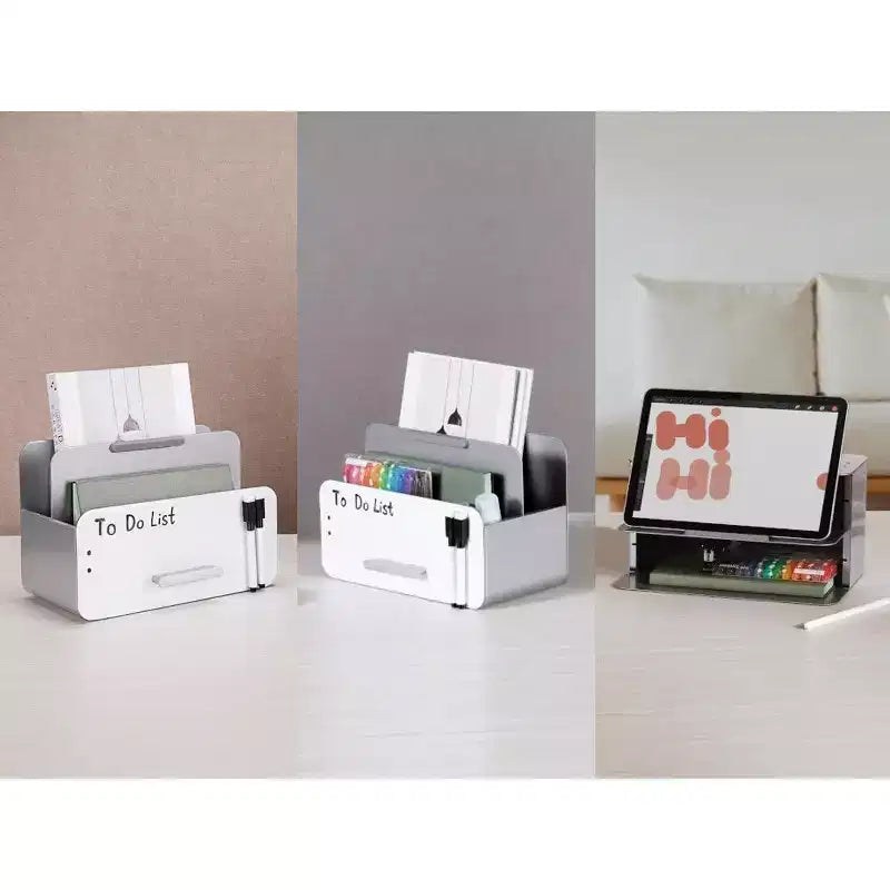 MPM 3-in-1 Steel Tablet and File Organizer With Whiteboard - Adjustable Height, Easy Assembly, Compatible with iPad and