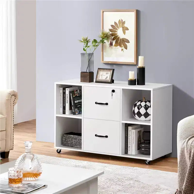 Yaheetech Vintage File Cabinet with 2 Drawers and Storage Shelves for Home, Office