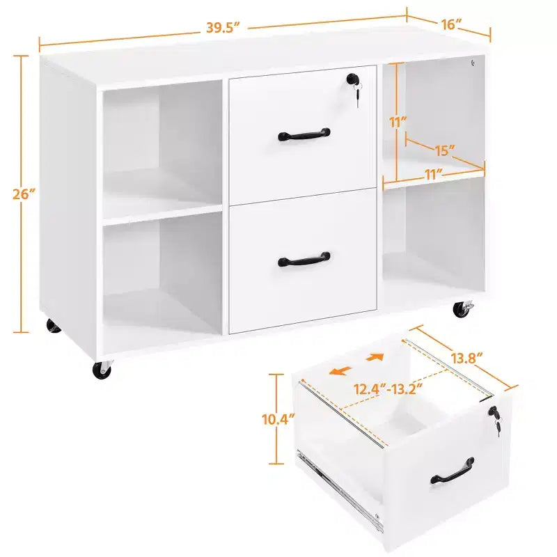 Yaheetech Vintage File Cabinet with 2 Drawers and Storage Shelves for Home, Office