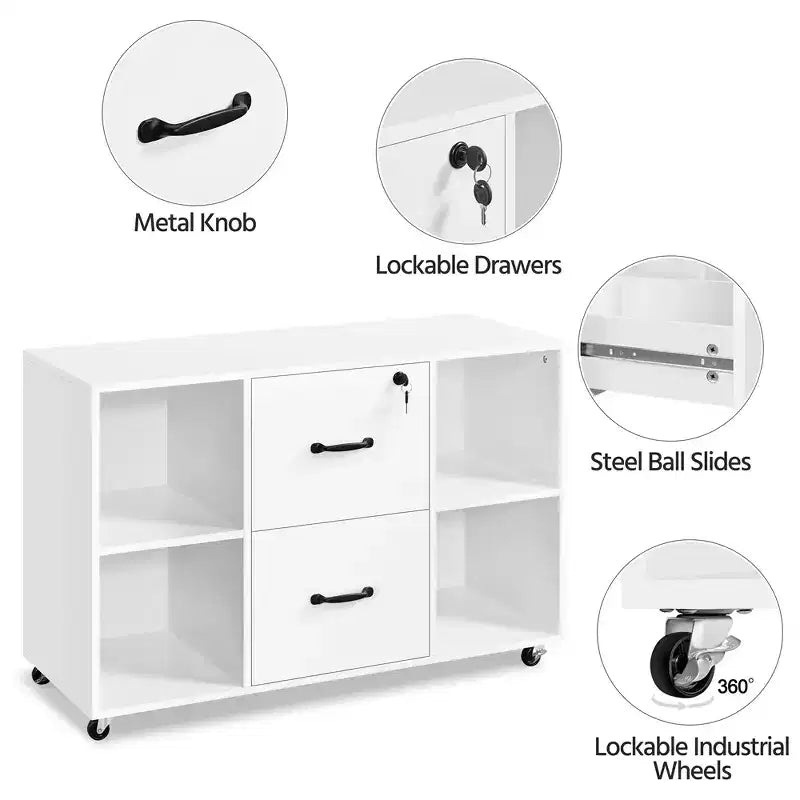 Yaheetech Vintage File Cabinet with 2 Drawers and Storage Shelves for Home, Office