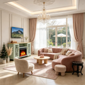 Meuble TV avec cheminée verte