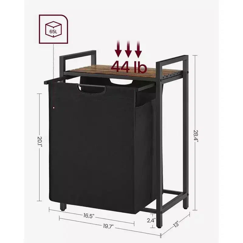 VASAGLE Laundry Hamper, Laundry Basket, Laundry Sorter with Pull-Out and Removable Laundry Bag, 17.2 Gallons (65L)