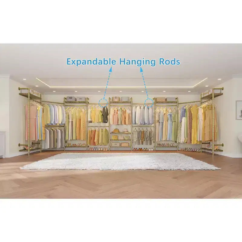 Timate L4 L Shape Garment Rack Clothes Rack , Expandable Industrial Pipe Clothing Rack, Wall Mounted Closet Organizer Large Wardrobe Closet